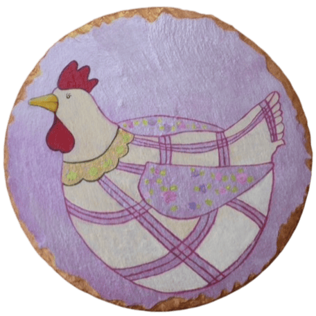 Peinture d'une ardoise avec une poule