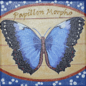 Peinture d'un papillon morpho.