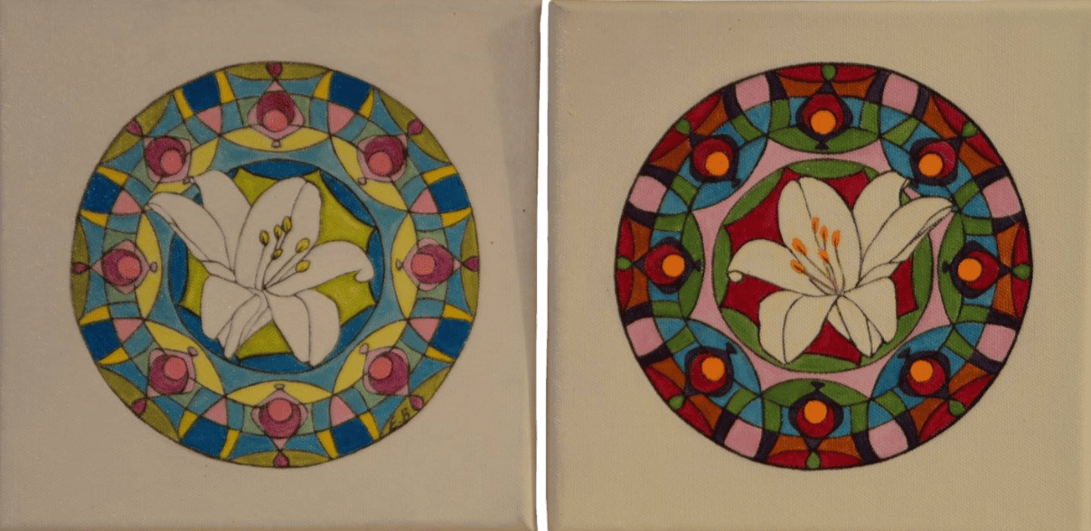 Peinture de deux mandalas.