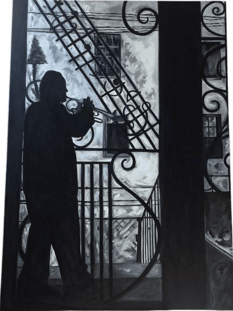 Peinture d'un musicien trompetiste.