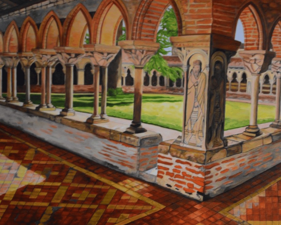Peinture d'une abbaye.