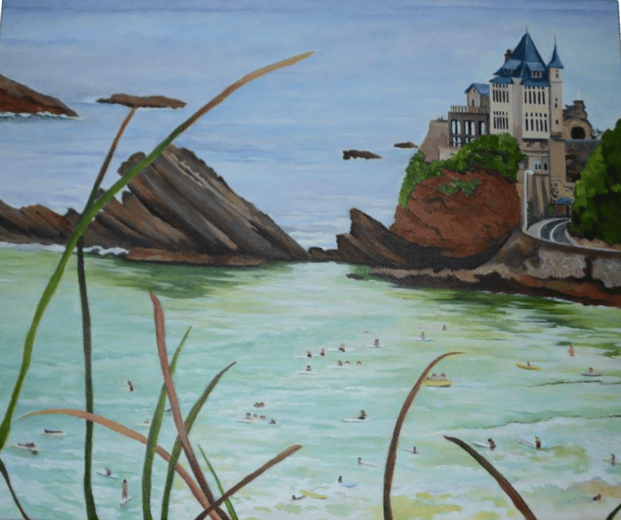 Peinture des rochers de Biarritz.